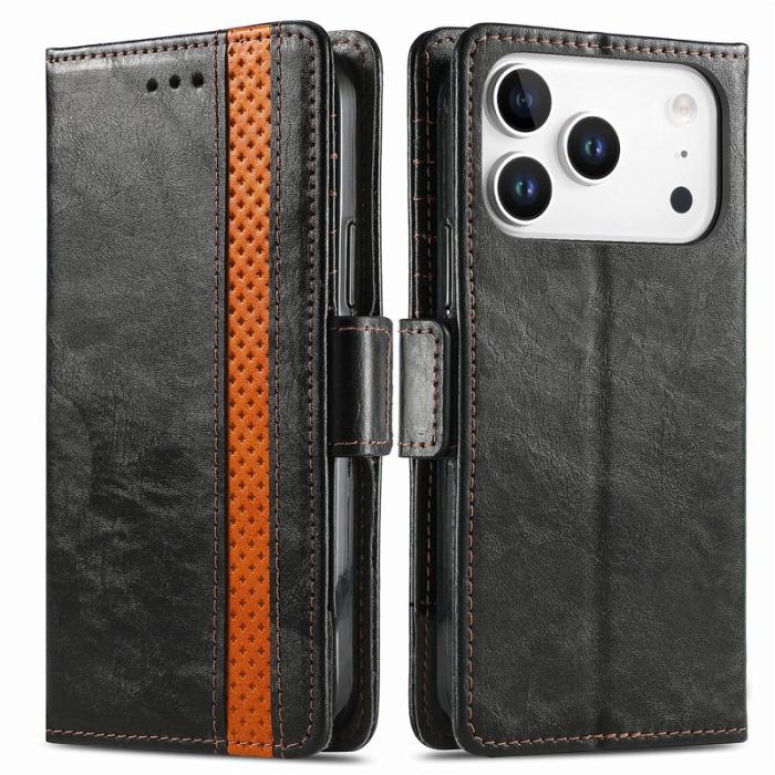 CASENEO - CASENEO iPhone 17 Pro Max Skal PU Läder Fodral - Svart