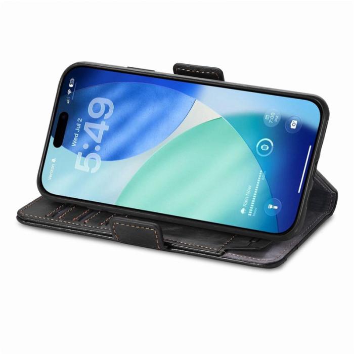 CASENEO - CASENEO iPhone 17 Pro Max Skal PU Läder Fodral - Svart