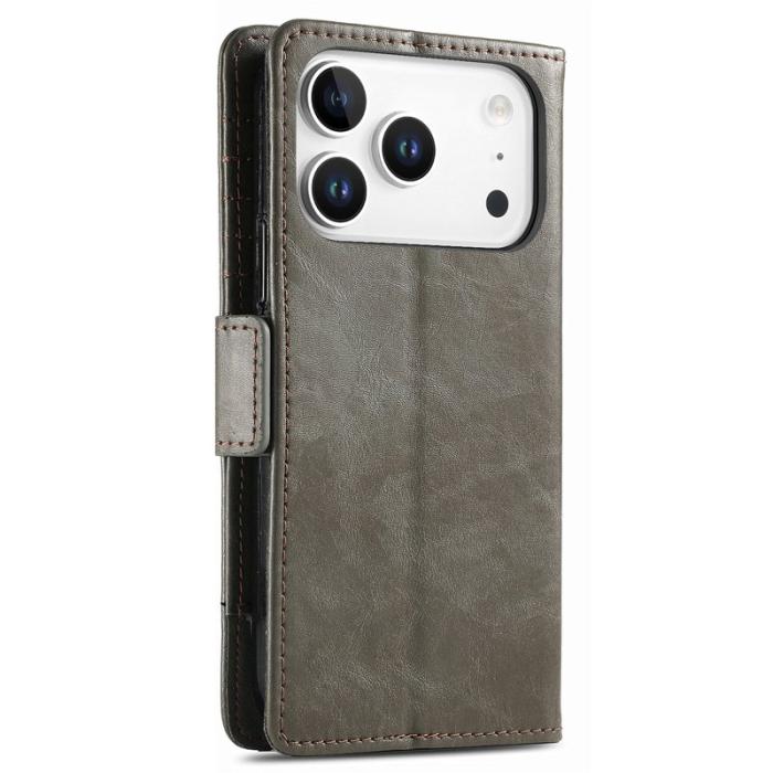 CASENEO - CASENEO iPhone 17 Pro Max Skal PU Läder - Grå