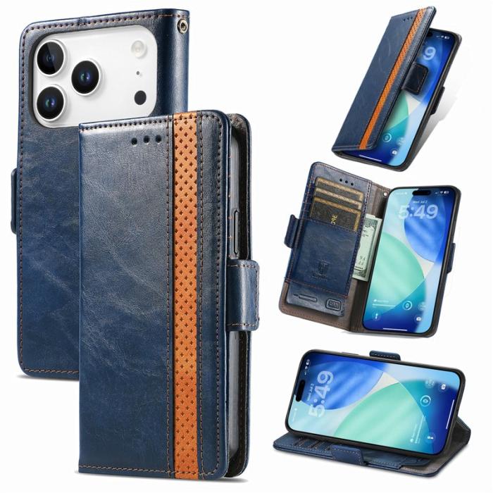 CASENEO - CASENEO iPhone 17 Pro Max Skal PU Läder - Mörkblå