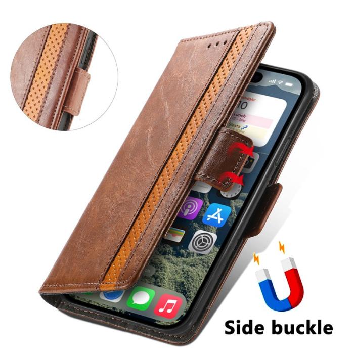 CASENEO - CASENEO iPhone 17 Skal PU Läder Fodral med RFID - Mörkbrun