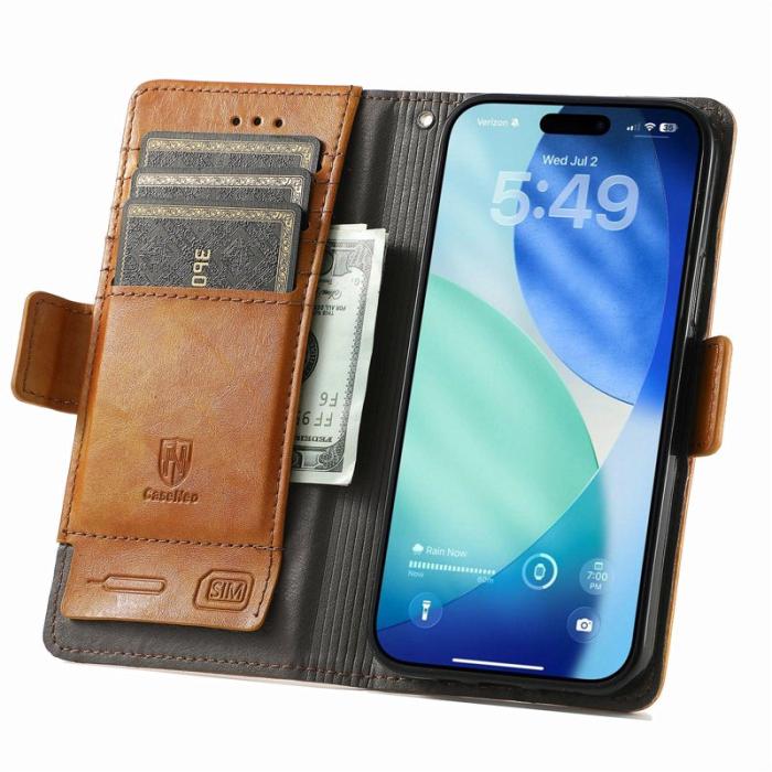 CASENEO - CASENEO iPhone Air Plånboksfodral Konstläder Ställ med RFID - Khaki