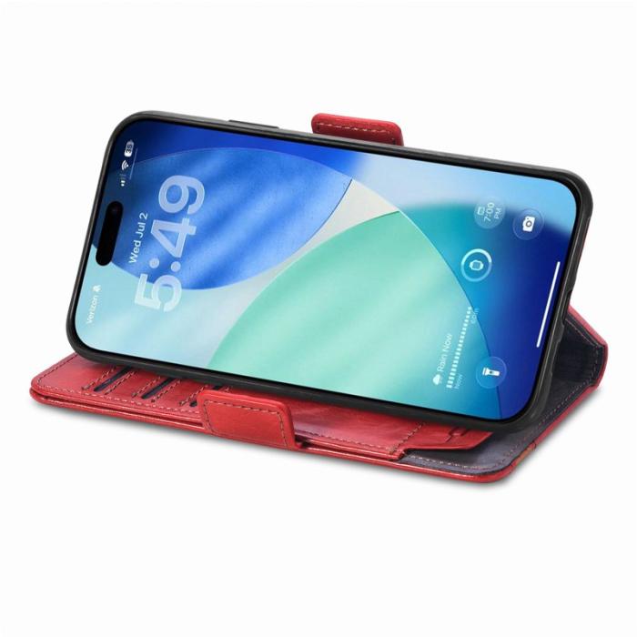 CASENEO - CASENEO iPhone Air Plånboksfodral Konstläder Ställ med RFID - Röd