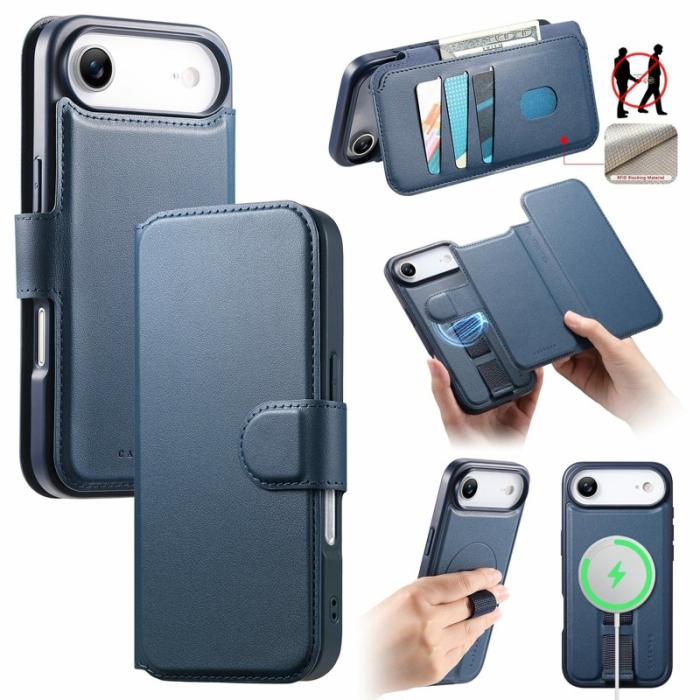 CASENEO - CASENEO iPhone Air Plånboksfodral RFID Blocking Konstläder - Blå