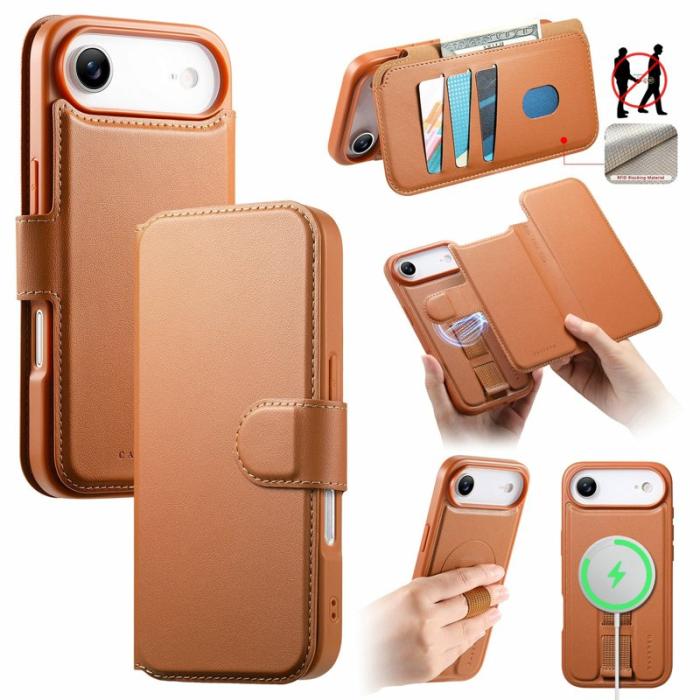 CASENEO - CASENEO iPhone Air Plånboksfodral RFID Blocking Konstläder - Brun