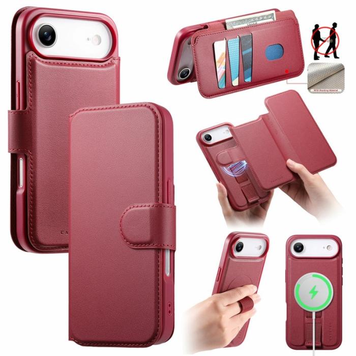 CASENEO - CASENEO iPhone Air Plånboksfodral RFID Blocking Konstläder - Röd