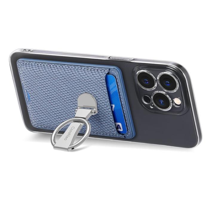 CASENEO - CASENEO KB-42 Card Holder - Äkta läder - Blå - Fällbar Kickstand