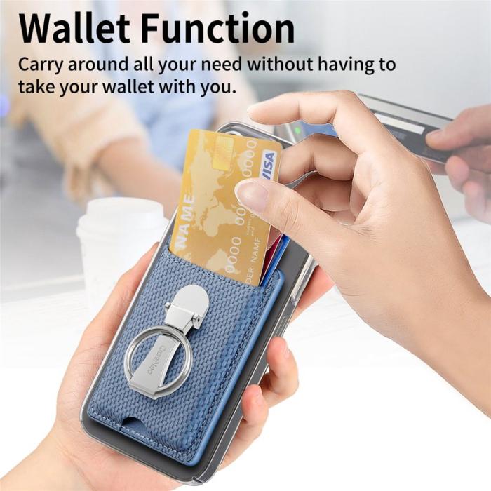 CASENEO - CASENEO KB-42 Card Holder - Äkta läder - Blå - Fällbar Kickstand