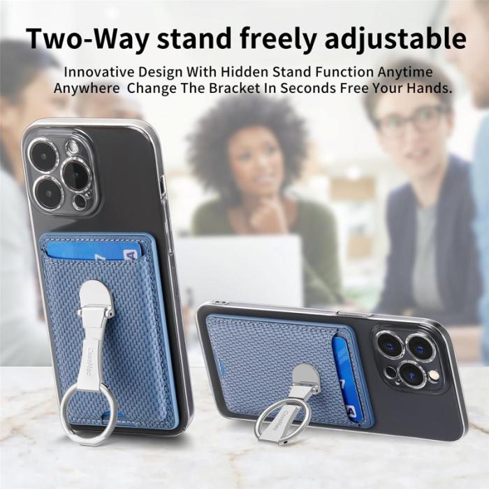 CASENEO - CASENEO KB-42 Card Holder - Äkta läder - Blå - Fällbar Kickstand