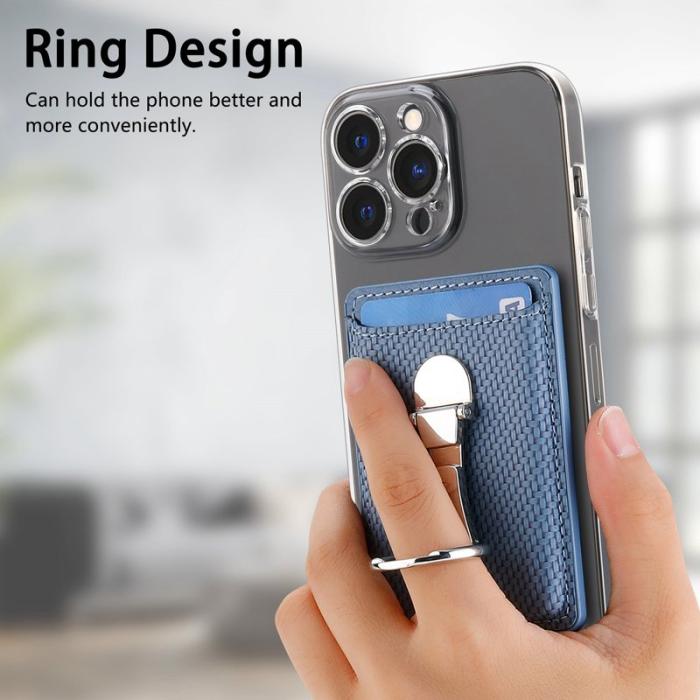 CASENEO - CASENEO KB-42 Card Holder - Äkta läder - Blå - Fällbar Kickstand