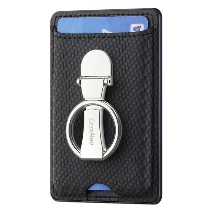 CASENEO - CASENEO KB-42 Card Holder - Äkta läder - Svart - Fällbar kickstand