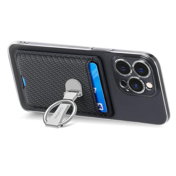 CASENEO - CASENEO KB-42 Card Holder - Äkta läder - Svart - Fällbar kickstand