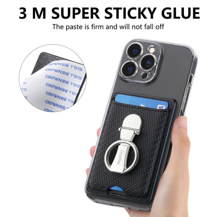 CASENEO - CASENEO KB-42 Card Holder - Äkta läder - Svart - Fällbar kickstand