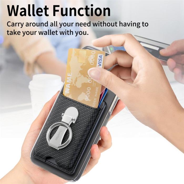 CASENEO - CASENEO KB-42 Card Holder - Äkta läder - Svart - Fällbar kickstand