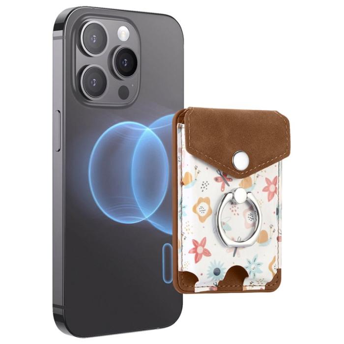 CASENEO - CASENEO MC-W3 Magnetisk Kortficka MagSafe Mönstrat Läder - Brun