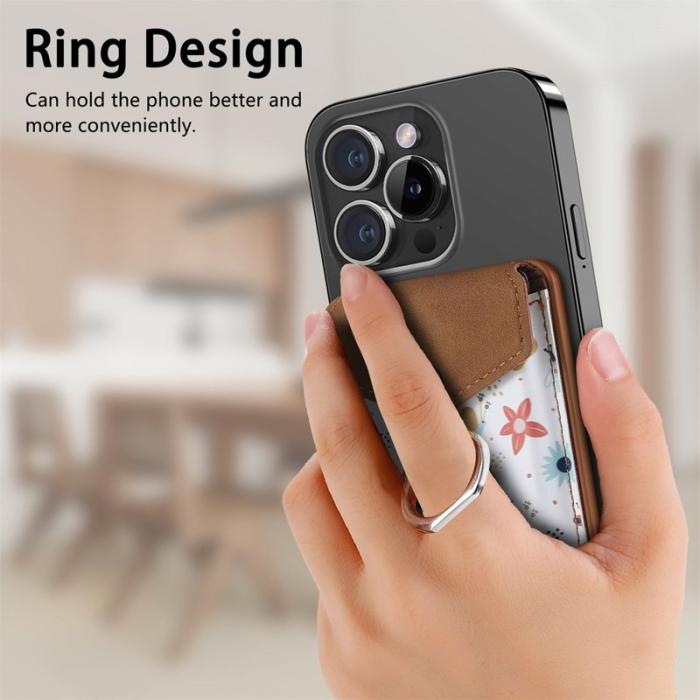 CASENEO - CASENEO MC-W3 Magnetisk Kortficka MagSafe Mönstrat Läder - Brun