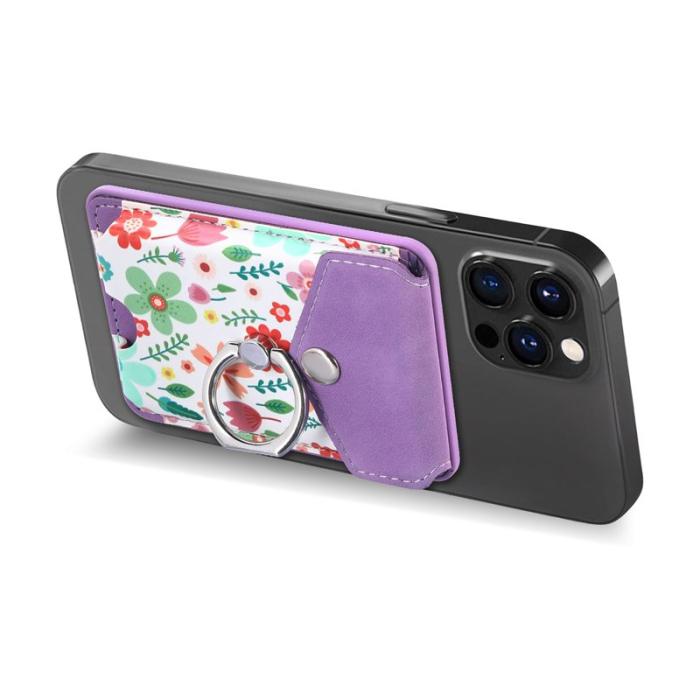 CASENEO - CASENEO MC-W3 Magnetisk Kortficka MagSafe Mönstrat Läder - Lila