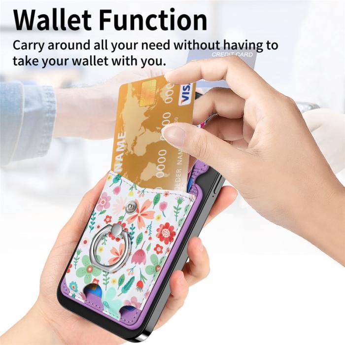 CASENEO - CASENEO MC-W3 Magnetisk Kortficka MagSafe Mönstrat Läder - Lila