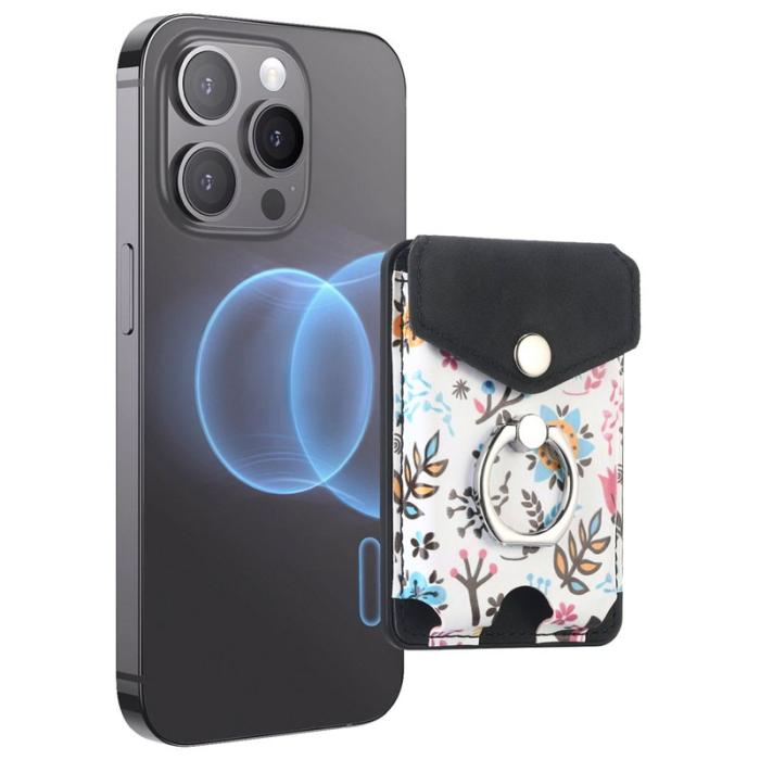 CASENEO - CASENEO MC-W3 Magnetisk Kortficka MagSafe Mönstrat Läder - Svart