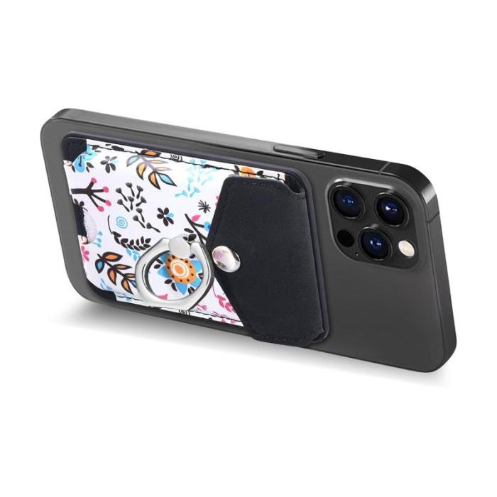 CASENEO - CASENEO MC-W3 Magnetisk Kortficka MagSafe Mönstrat Läder - Svart