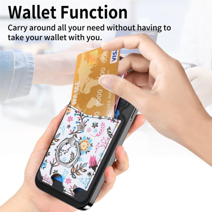 CASENEO - CASENEO MC-W3 Magnetisk Kortficka MagSafe Mönstrat Läder - Svart