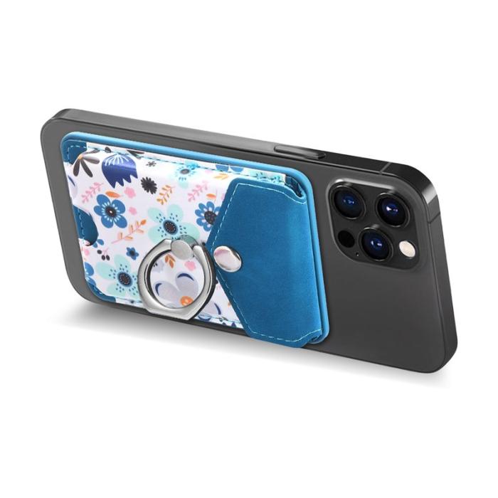 CASENEO - CASENEO MC-W3 Magnetisk Kortfodral MagSafe Mönstrat Läder - Blå