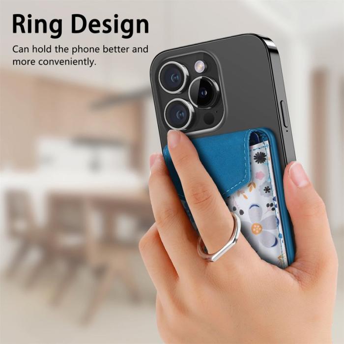 CASENEO - CASENEO MC-W3 Magnetisk Kortfodral MagSafe Mönstrat Läder - Blå