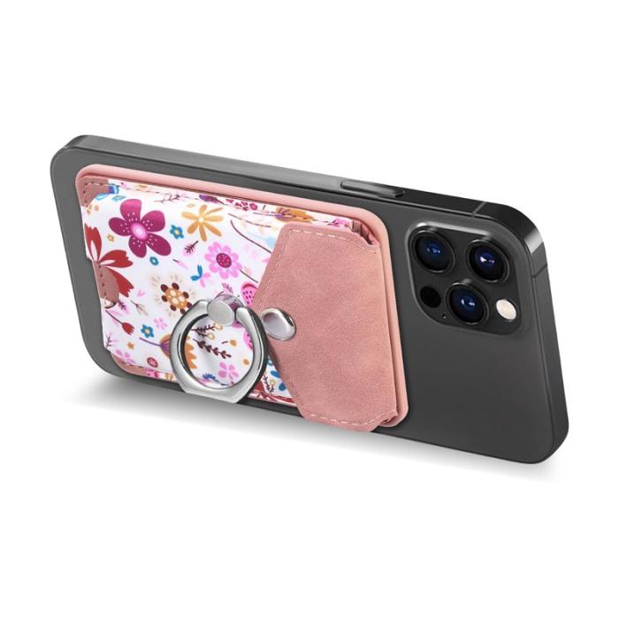 CASENEO - CASENEO MC-W3 Magnetisk Kortfodral MagSafe Mönstrat Läder - Rosa