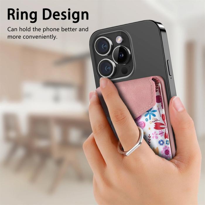 CASENEO - CASENEO MC-W3 Magnetisk Kortfodral MagSafe Mönstrat Läder - Rosa