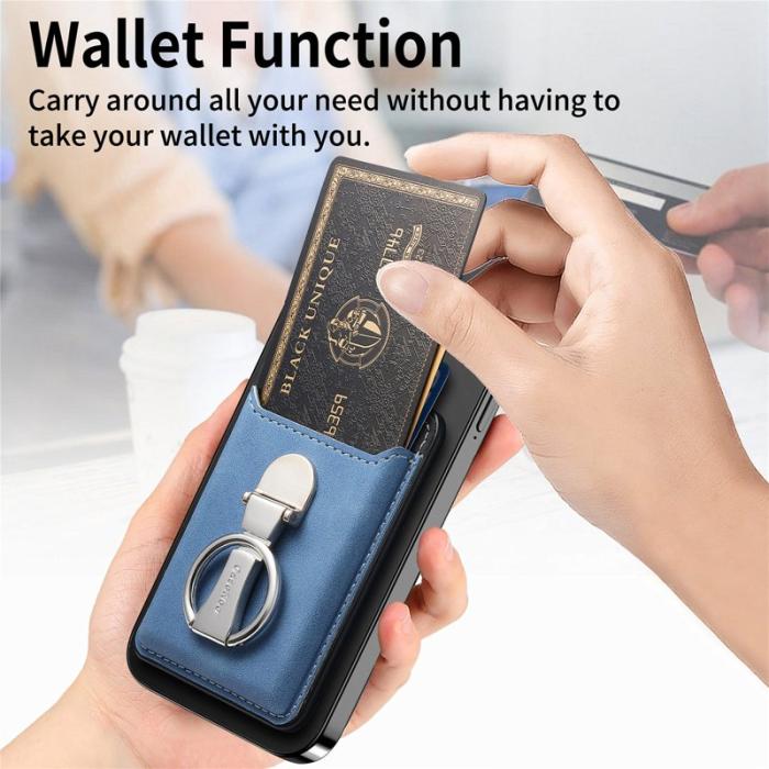 CASENEO - CASENEO MC-W8 Magnetisk Kortväska i Äkta Läder - Blå