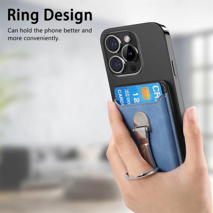 CASENEO - CASENEO MC-W8 Magnetisk Kortväska i Äkta Läder - Blå