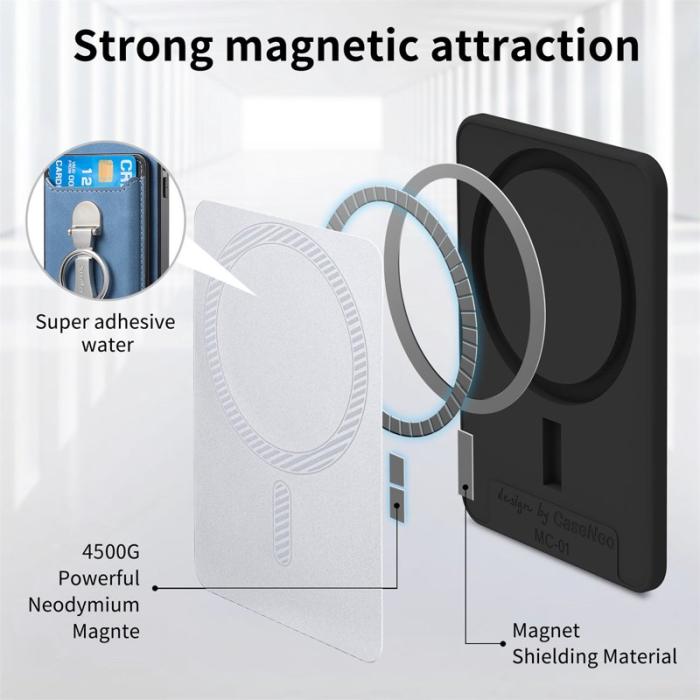 CASENEO - CASENEO MC-W8 Magnetisk Kortväska i Äkta Läder - Blå