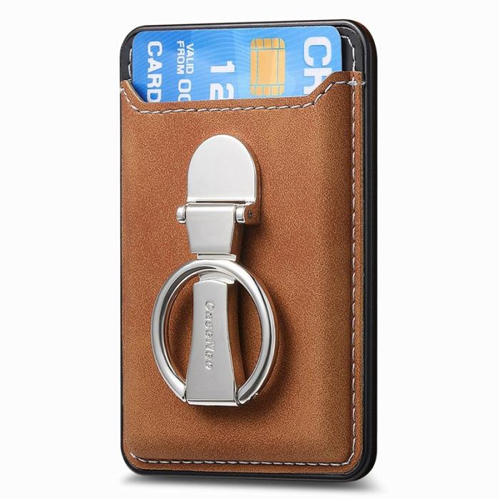 CASENEO - CASENEO MC-W8 Magnetisk Kortväska i Äkta Läder - Brun