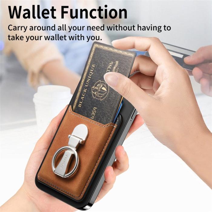 CASENEO - CASENEO MC-W8 Magnetisk Kortväska i Äkta Läder - Brun