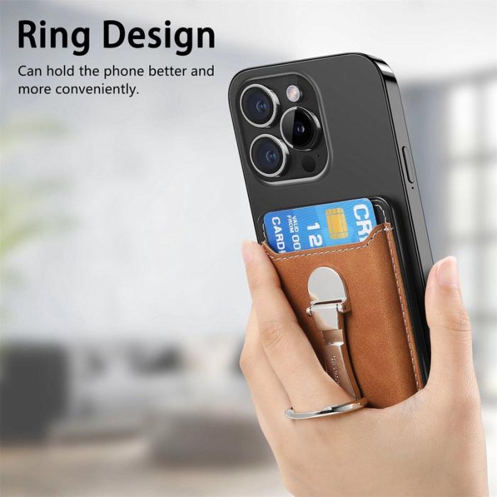 CASENEO - CASENEO MC-W8 Magnetisk Kortväska i Äkta Läder - Brun