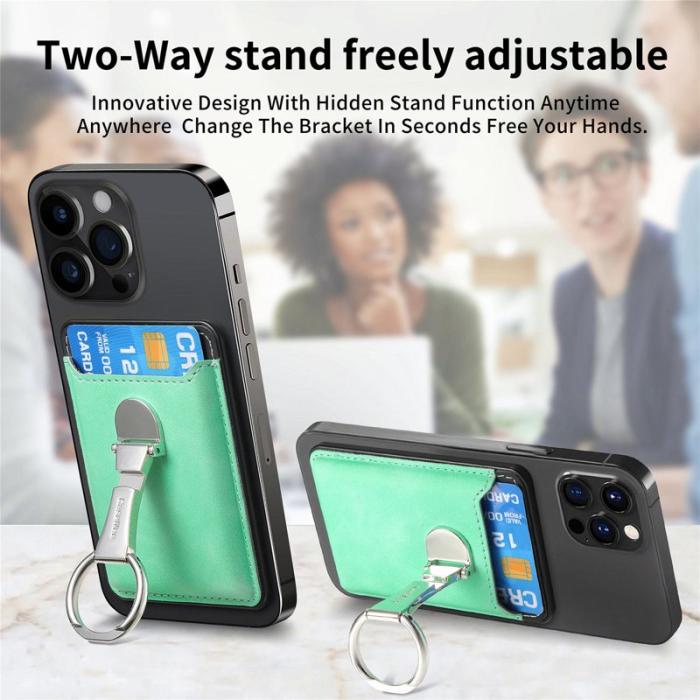 CASENEO - CASENEO MC-W8 Magnetisk Kortväska i Äkta Läder - Grön