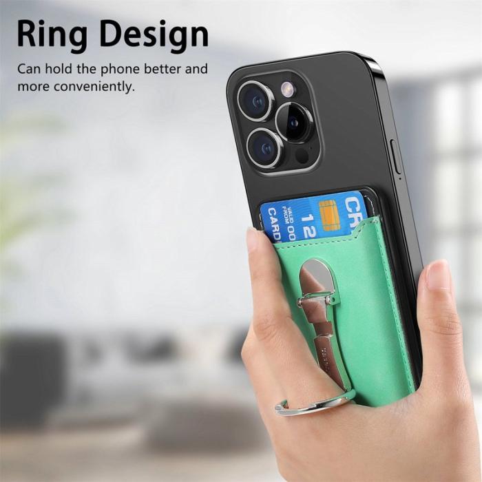 CASENEO - CASENEO MC-W8 Magnetisk Kortväska i Äkta Läder - Grön