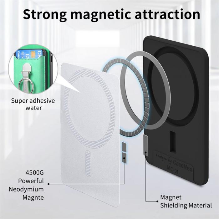 CASENEO - CASENEO MC-W8 Magnetisk Kortväska i Äkta Läder - Grön