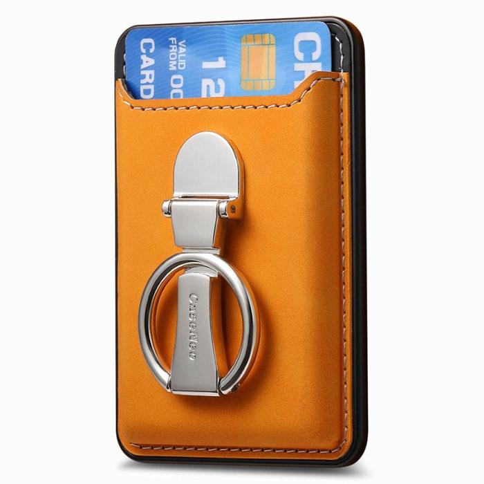 CASENEO - CASENEO MC-W8 Magnetisk Kortväska i Äkta Läder - Gul