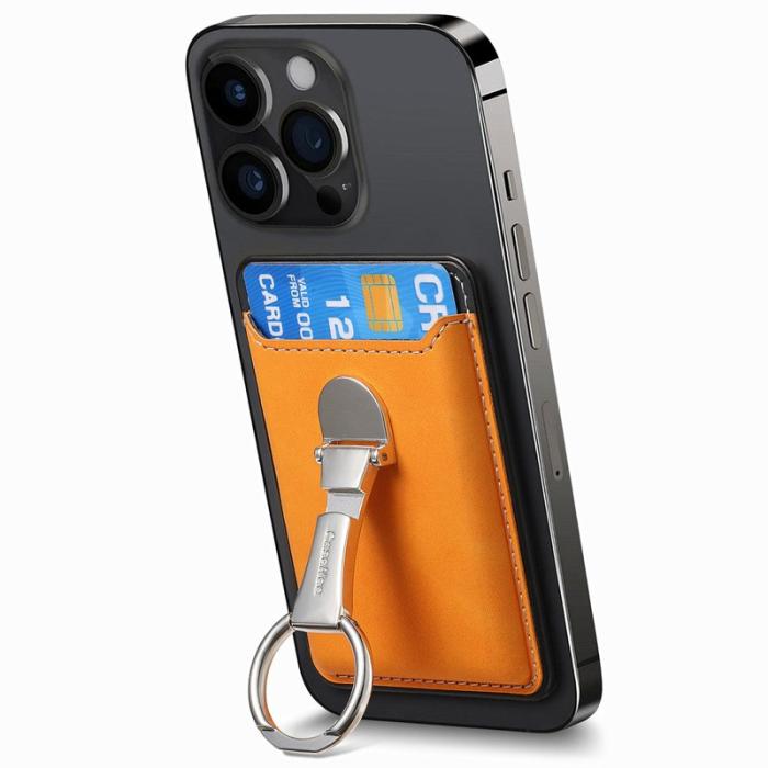 CASENEO - CASENEO MC-W8 Magnetisk Kortväska i Äkta Läder - Gul