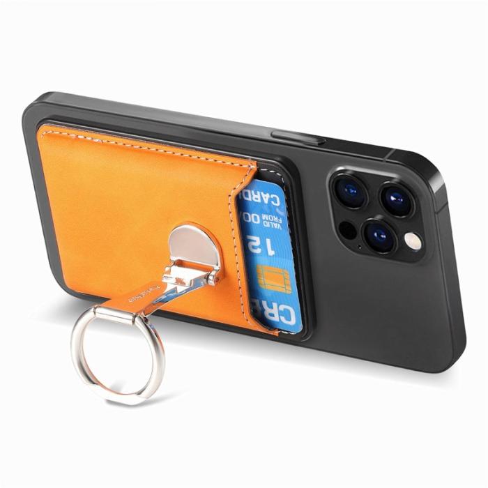 CASENEO - CASENEO MC-W8 Magnetisk Kortväska i Äkta Läder - Gul