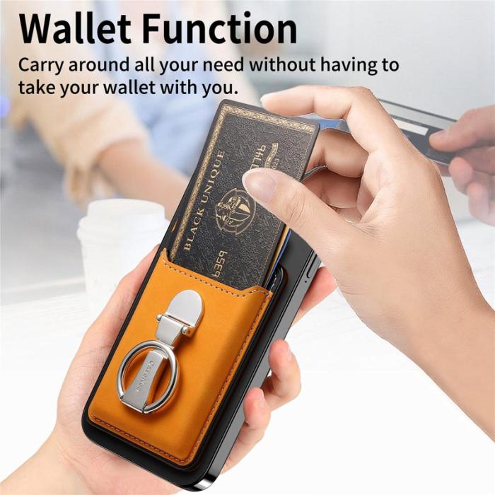 CASENEO - CASENEO MC-W8 Magnetisk Kortväska i Äkta Läder - Gul