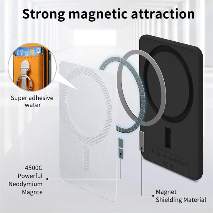 CASENEO - CASENEO MC-W8 Magnetisk Kortväska i Äkta Läder - Gul
