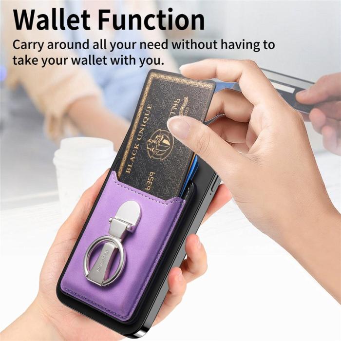 CASENEO - CASENEO MC-W8 Magnetisk Kortväska i Äkta Läder - Lila