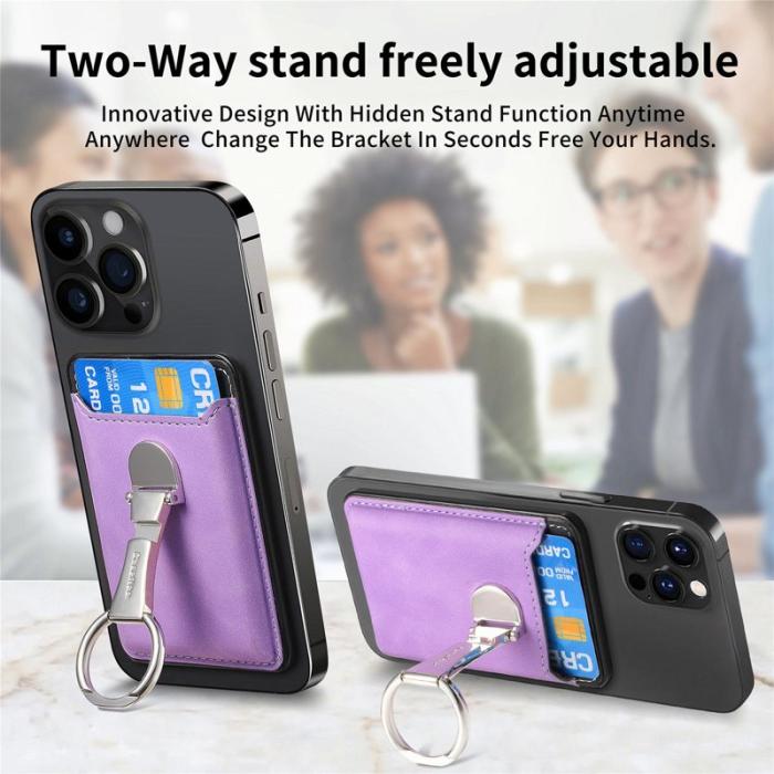 CASENEO - CASENEO MC-W8 Magnetisk Kortväska i Äkta Läder - Lila