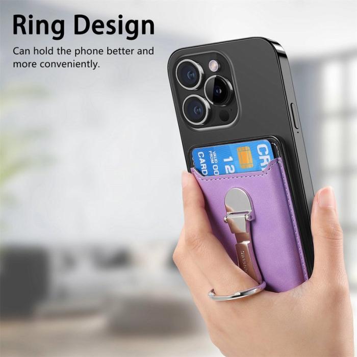 CASENEO - CASENEO MC-W8 Magnetisk Kortväska i Äkta Läder - Lila