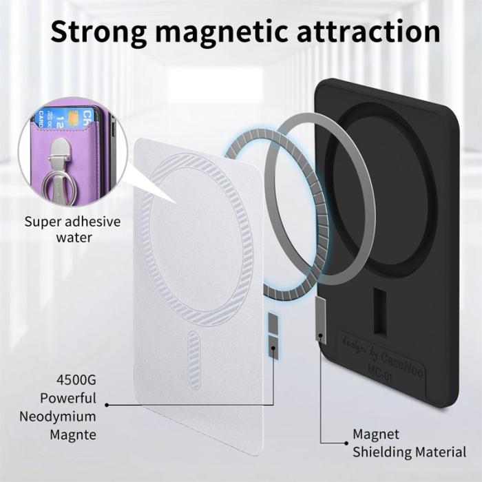 CASENEO - CASENEO MC-W8 Magnetisk Kortväska i Äkta Läder - Lila