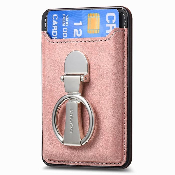 CASENEO - CASENEO MC-W8 Magnetisk Kortväska i Äkta Läder - Rosa