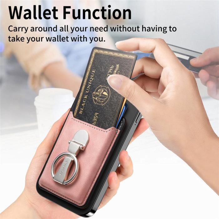 CASENEO - CASENEO MC-W8 Magnetisk Kortväska i Äkta Läder - Rosa