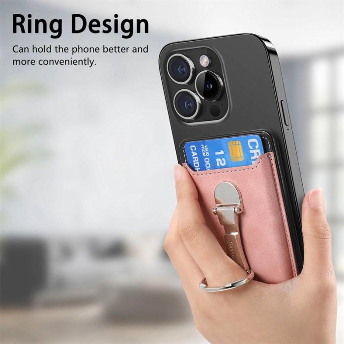 CASENEO - CASENEO MC-W8 Magnetisk Kortväska i Äkta Läder - Rosa